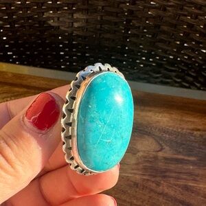 925 Sterling Silver and Genuine Turquoise size 8 Ring